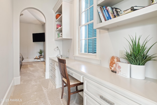 408 Princeton Woods Loop, Lafayette, LA 70508 - office with built in study area, light carpet, and arched walkways