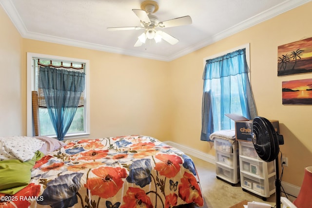 4306 Holly Dr, Slidell, LA 70461 - bedroom featuring ornamental molding and a ceiling fan