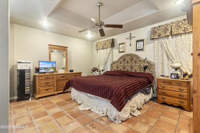 10154 Willow Crest Rd, Abbeville, LA 70510 - bedroom with a raised ceiling, recessed lighting, and ceiling fan