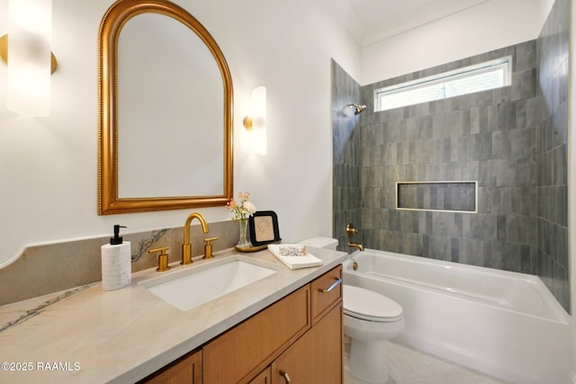108 Meadowbrook Dr, Broussard, LA 70518 - full bathroom featuring toilet, washtub / shower combination, and vanity