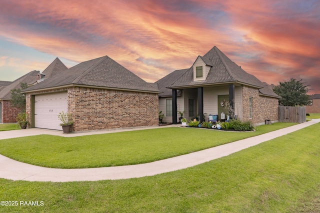 100 Mirada Ln, Lafayette, LA 70508 - view of front of house with brick siding, concrete driveway, and a garage