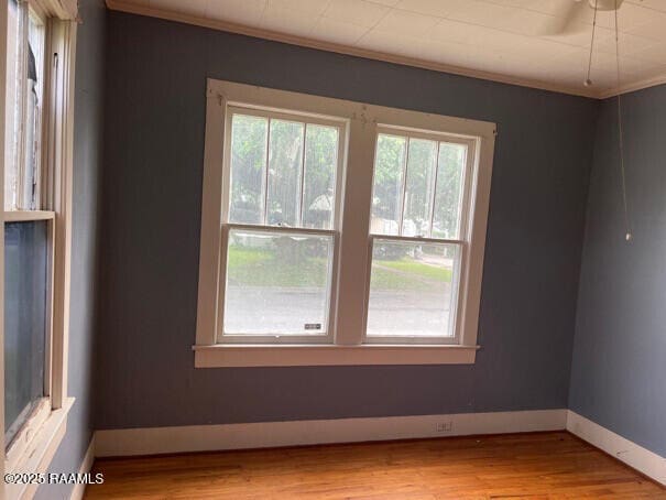 201 Allen St, New Iberia, LA 70563 - spare room featuring ornamental molding, baseboards, and wood finished floors