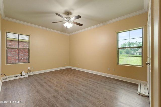1117 Jules Broussard Rd, Breaux Bridge, LA 70517 - spare room featuring wood finished floors, plenty of natural light, crown molding, and a ceiling fan