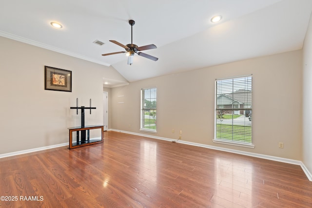 320 Golden Grain, Duson, LA 70529 - unfurnished living room with plenty of natural light, ceiling fan, wood finished floors, baseboards, and recessed lighting