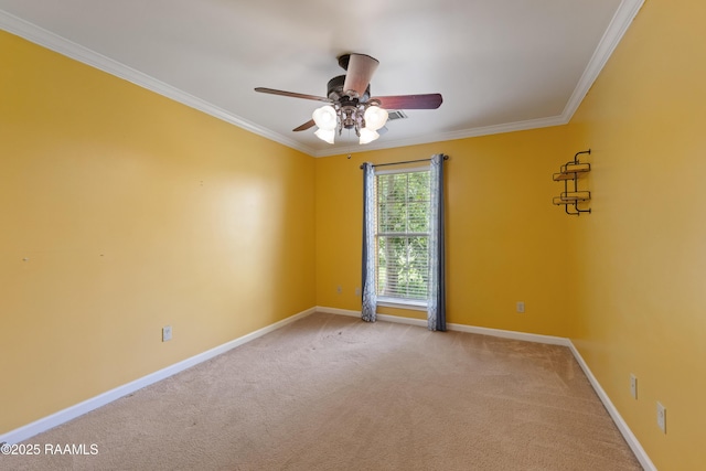 320 Golden Grain, Duson, LA 70529 - carpeted spare room with ornamental molding, ceiling fan, and baseboards