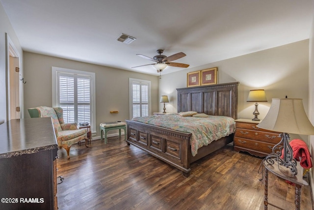 115 Hiawatha Rd, Lafayette, LA 70501 - bedroom featuring dark wood-style floors and a ceiling fan
