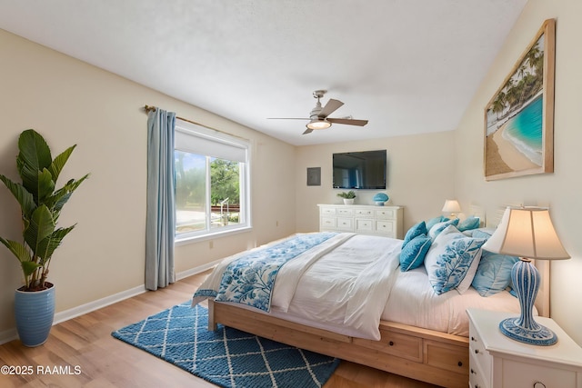 4802 Lafitte St, New Iberia, LA 70560 - bedroom with light wood-style flooring, baseboards, and ceiling fan