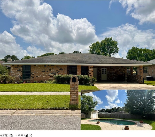 106 Dove Cir, Lafayette, LA 70508 - view of front facade featuring an outdoor pool, brick siding, and a patio area