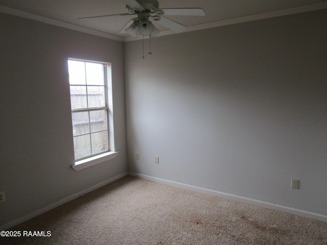 1503 S Patout St, New Iberia, LA 70560 - empty room with ceiling fan, crown molding, carpet flooring, and baseboards
