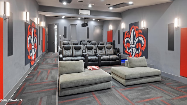 235 N Fieldspan Rd, Scott, LA 70583 - carpeted home theater featuring an AC wall unit and baseboards