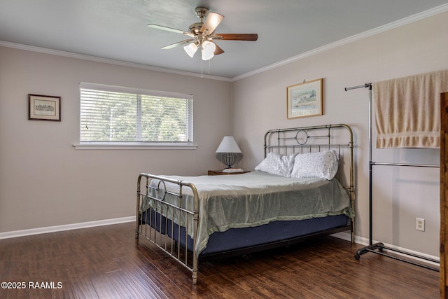 421 Karen Dr, Lafayette, LA 70503 - bedroom with wood finished floors, ornamental molding, baseboards, and ceiling fan