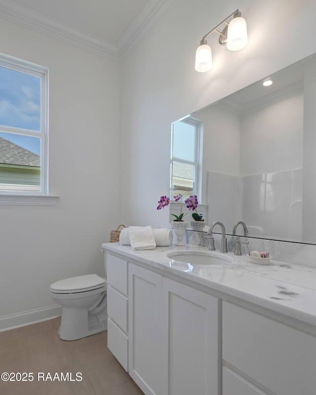 203 Redfern St, Lafayette, LA 70508 - bathroom featuring vanity, tile patterned flooring, and crown molding