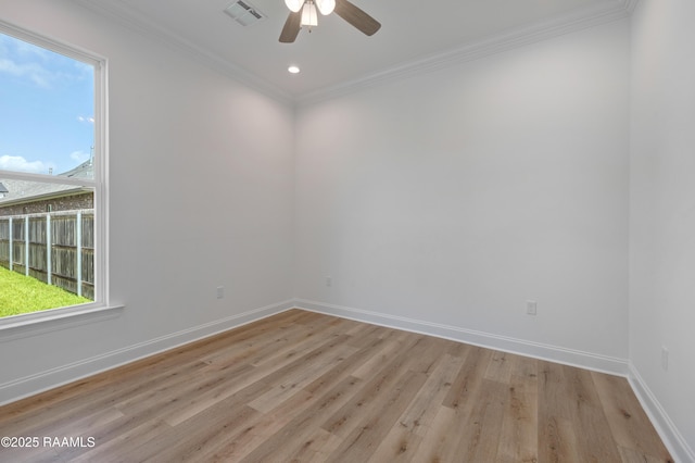 203 Redfern St, Lafayette, LA 70508 - unfurnished room with light wood-style flooring, a ceiling fan, crown molding, and recessed lighting