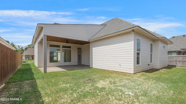 203 Redfern St, Lafayette, LA 70508 - rear view of property featuring roof with shingles, a patio area, and ceiling fan