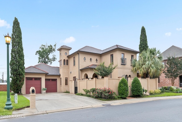 104 Avallach Dr, Lafayette, LA 70503 - mediterranean / spanish house with stucco siding, a garage, and driveway
