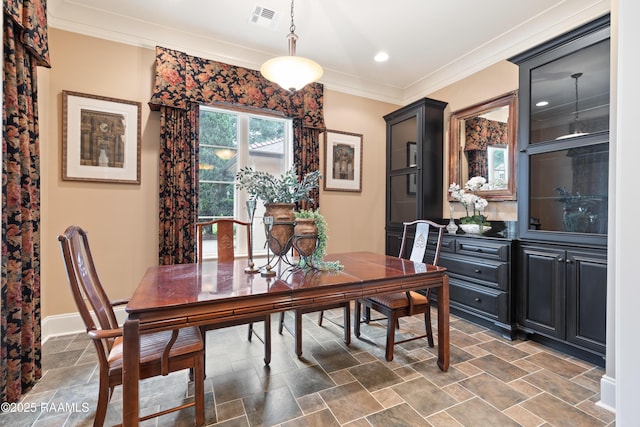 104 Avallach Dr, Lafayette, LA 70503 - dining area featuring baseboards, ornamental molding, and recessed lighting