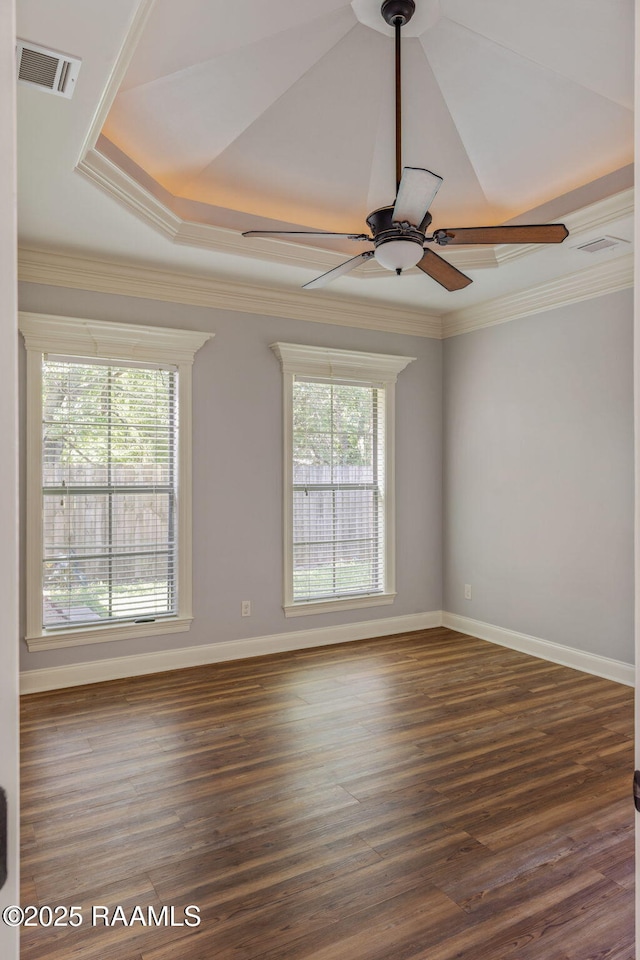103 Swallows Pass, Carencro, LA 70520 - empty room featuring wood finished floors, a ceiling fan, baseboards, and ornamental molding