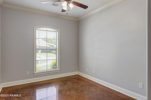 103 Swallows Pass, Carencro, LA 70520 - empty room featuring healthy amount of natural light, finished concrete flooring, a ceiling fan, ornamental molding, and baseboards