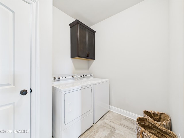 143 Melanie Rose Dr, Maurice, LA 70555 - laundry area with washer and clothes dryer, cabinet space, and baseboards