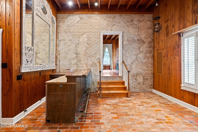 1414 E Bayou Pkwy, Lafayette, LA 70508 - interior space with plenty of natural light, brick floors, wood ceiling, and wooden walls