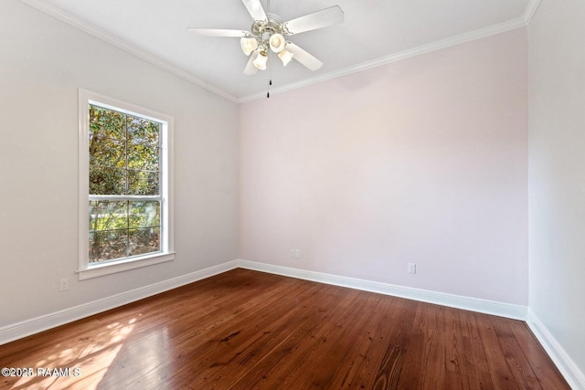 105 Oak Aly, Lafayette, LA 70508 - spare room with baseboards, dark wood finished floors, a ceiling fan, and ornamental molding