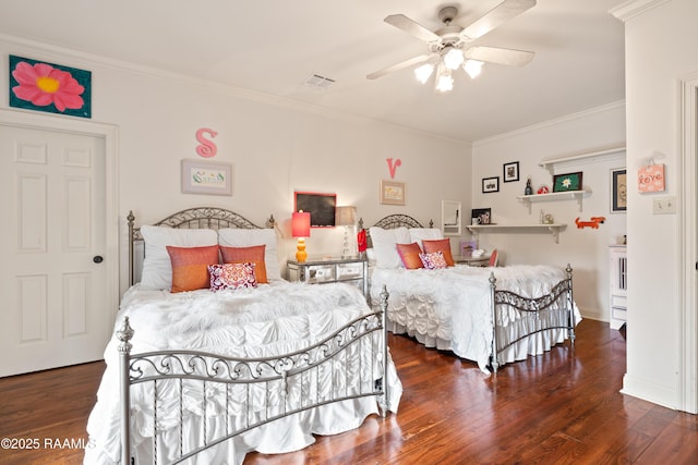 103 Masterspoint Dr, Broussard, LA 70518 - bedroom featuring crown molding, wood finished floors, and ceiling fan
