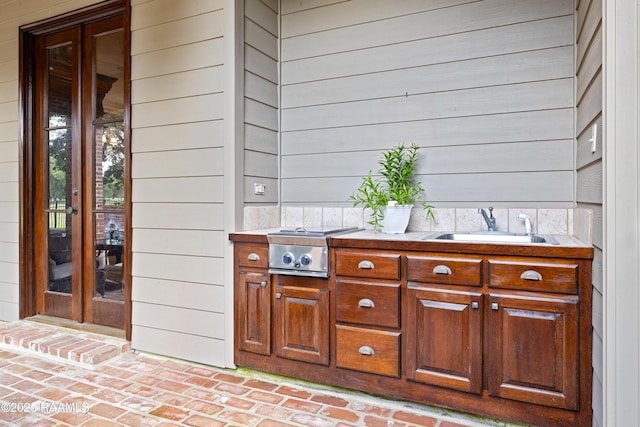 103 Masterspoint Dr, Broussard, LA 70518 - bathroom with brick floors, wood walls, and double vanity
