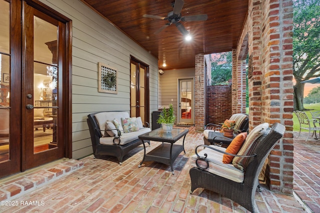 103 Masterspoint Dr, Broussard, LA 70518 - view of patio / terrace featuring french doors, outdoor lounge area, and a ceiling fan