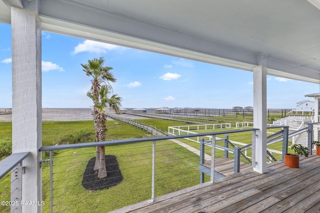 3785 Lake Breeze Rd, Lake Charles, LA 70605 - wooden terrace featuring a water view and a yard