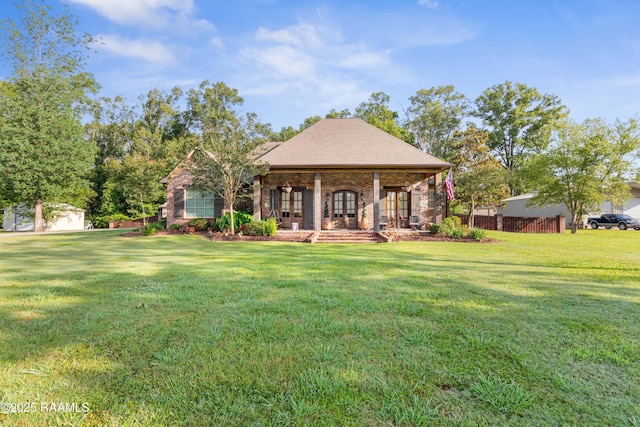 124 Edmund Ln, Eunice, LA 70535 - view of front of home with french doors and brick siding