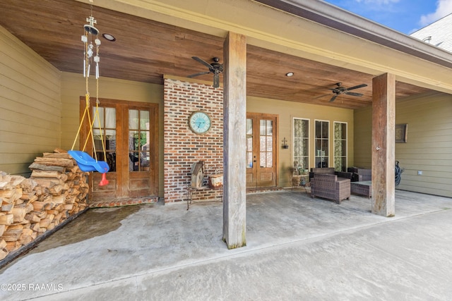 124 Edmund Ln, Eunice, LA 70535 - view of patio / terrace featuring french doors and ceiling fan