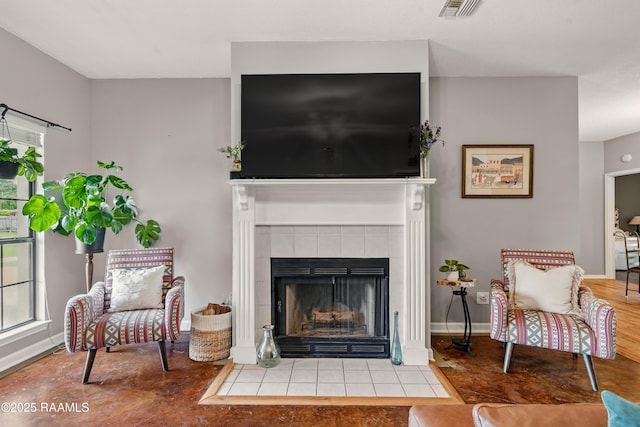 107 Westpointe Cir, Lafayette, LA 70506 - living area featuring a fireplace and baseboards