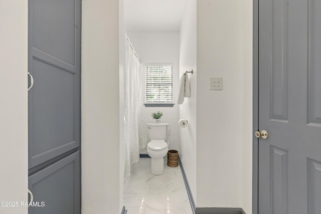 107 Westpointe Cir, Lafayette, LA 70506 - bathroom with tile patterned flooring, toilet, and curtained shower