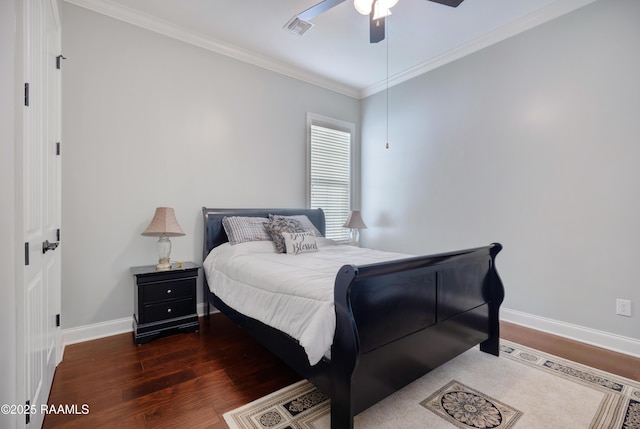 106 Camry Dr, Lafayette, LA 70503 - bedroom with wood finished floors, baseboards, crown molding, and a ceiling fan