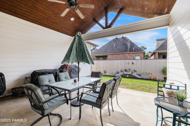 106 Camry Dr, Lafayette, LA 70503 - view of patio / terrace with outdoor dining space and ceiling fan