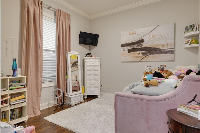 105 Hazy River Way, Lafayette, LA 70508 - bedroom featuring dark wood finished floors, ornamental molding, and baseboards