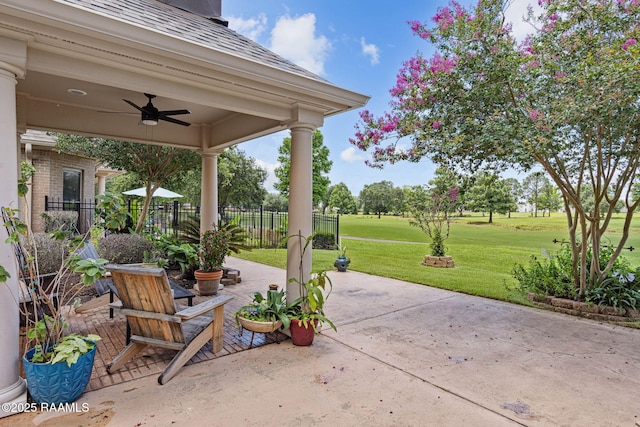 102 Capilano Ln, Broussard, LA 70518 - view of patio featuring ceiling fan and view of golf course