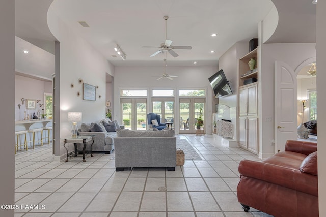 102 Capilano Ln, Broussard, LA 70518 - living area with ceiling fan, light tile patterned flooring, and recessed lighting