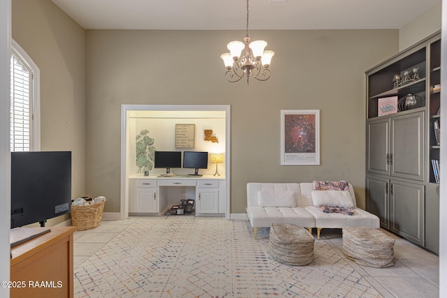 102 Capilano Ln, Broussard, LA 70518 - office featuring a chandelier and light tile patterned floors