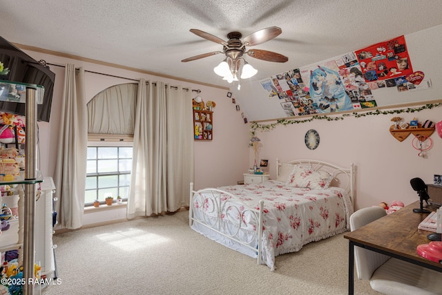1714 Christopher Fox Ln, New Iberia, LA 70563 - bedroom with carpet, a textured ceiling, ceiling fan, and ornamental molding