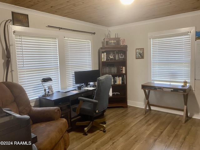 1034 Barras Rd, Saint Martinville, LA 70582 - office with wood finished floors, baseboards, and wood ceiling