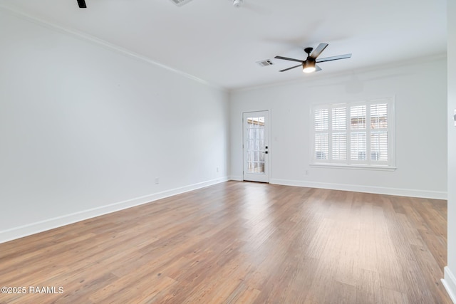 111 Jo Mar Rd, Lafayette, LA 70508 - empty room featuring ceiling fan, ornamental molding, wood finished floors, and baseboards