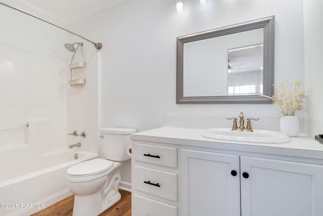 111 Jo Mar Rd, Lafayette, LA 70508 - full bath with toilet, vanity, wood finished floors, and shower / tub combination