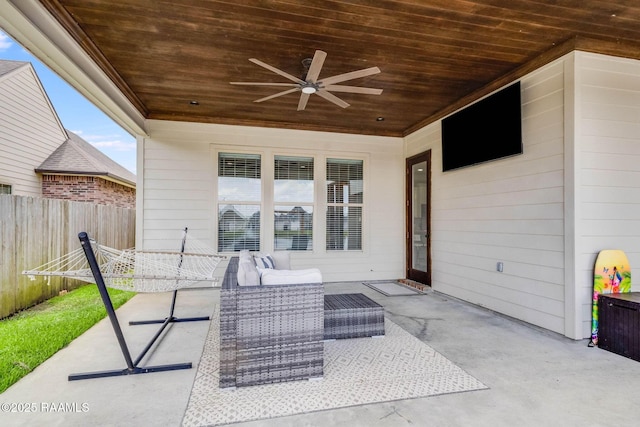 111 San Sebastian Dr, Youngsville, LA 70592 - view of patio featuring ceiling fan and outdoor lounge area