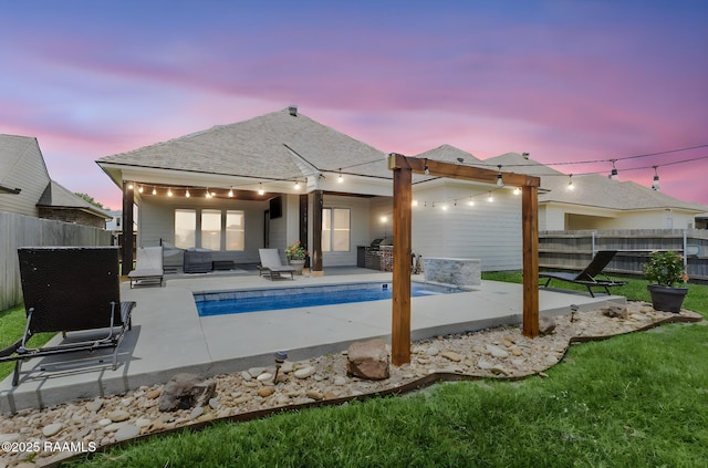 111 San Sebastian Dr, Youngsville, LA 70592 - back of house with outdoor lounge area, a patio, and a shingled roof