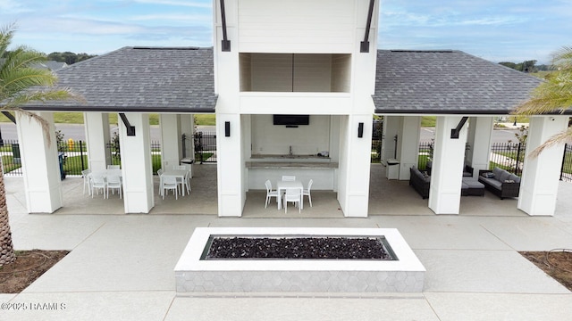 337 Bozeman Trl, Scott, LA 70583 - view of patio / terrace with an outdoor living space with a fire pit and a gazebo