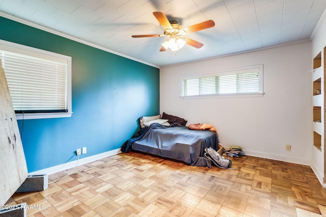 102 White Cir, Lafayette, LA 70506 - bedroom featuring ornamental molding and a ceiling fan