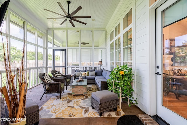 207 Bronze Palm Way, Youngsville, LA 70592 - sunroom / solarium with ceiling fan and outdoor lounge area