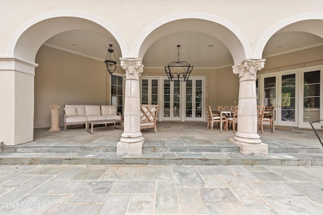12425 N Marcus Rd, Abbeville, LA 70510 - view of patio / terrace featuring french doors and an outdoor hangout area