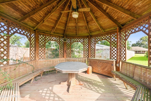 510 Monarch Dr, Lafayette, LA 70506 - view of patio featuring a ceiling fan, a gazebo, and a wooden deck